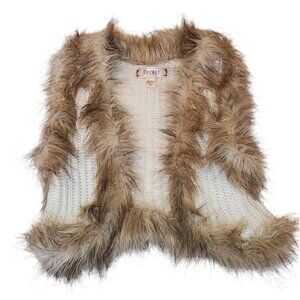 Decree White and Brown Furry Kids Sweater Vest